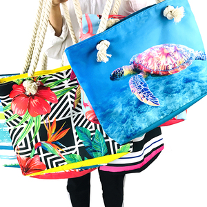 Tùy chỉnh in nhiệt đới dứa Tote Túi bông sợi dây thừng xử lý mùa hè bãi biển dây kéo cho mùa đông mùa thu mùa xuân sử dụng được thiết kế cho - Product Image 1