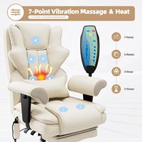 Chaise de bureau de direction ergonomique chauffante à 7 points de massage avec repose-pieds et accoudoirs réglables pour ordinateur
