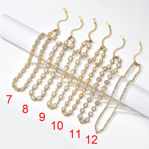 Collier à chaîne avec pendentif en zircon multicolore, plaqué or 18 carats, en acier inoxydable, bijoux pour mariage, fête, tenue de mariée - Product Image 3