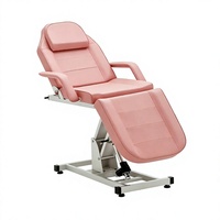 Table de massage faciale hydraulique rose moderne en PU, lit de beauté inclinable réglable pour salon, spa, barbier