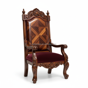 Sofá Individual de Estilo Victoriano OE-FASHION con Respaldo Alto, Acabado en Caoba, Tapizado en Terciopelo con Botones, Muebles OE-FASHION - Product Image 4