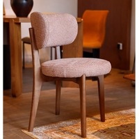Chaise de salle à manger rétro haut de gamme en bois massif, style médiéval antique, sans accoudoirs, avec dossier en tissu coloré Monet, pour mobilier de maison
