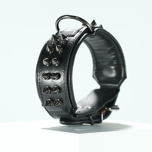 Collare per Cani in Pelle Morbida Moderna, Regolabile con Borchie e Rivetti, in Pelle Bovina Resistente Anti-Morso per Cani Bully - Product Image 2