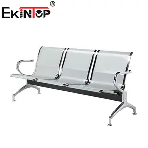 Ekintop Hot Sale Comfortabele Luchthaven Roestvrijstalen Wachtstoelen 3-zits Ziekenhuis Wachtruimte Stoel