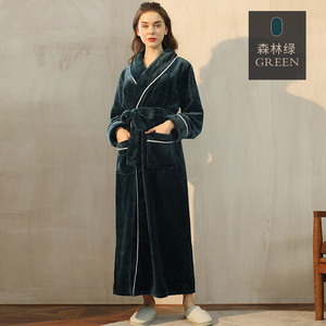 Robe de chambre longue en flanelle douce et chaude pour femme, peignoir de <span class=keywords><strong>spa</strong></span>, vêtement de nuit d'hiver - Product Image 3