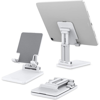 Support de tablette universel réglable en hauteur, pliable, en alliage d'aluminium, rotation à 360 degrés, support de bureau portable pour tablettes de 3 à 10 pouces