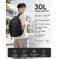 Sac à dos pour ordinateur portable en polyester, ergonomique, respirant, léger, imperméable, avec chargement USB, idéal pour les étudiants, les trajets quotidiens et les voyages