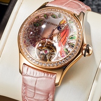 RGA7105 — montre en cuir pour femmes, fonction mécanique, cadran Rose, bracelet en cuir, à la mode, en or Rose