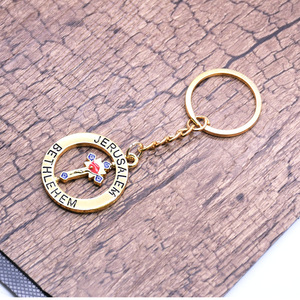 Llavero de Jerusalén y Belén, Colgante Redondo de Latón, Anillo Giratorio para Llaves, Joyería de Regalo - Product Image 4