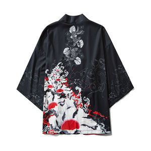 Dragon Print Yukata Hommes Femmes Mode Cardigan Loose Blouse Haori <span class=keywords><strong>Obi</strong></span> Japanese Cosplay Kimono Made Polyester for Harajuku - Product Image 5
