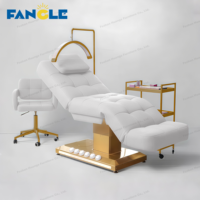 Table de massage électrique moderne lit 3 moteurs base en or de luxe réglable traitement cosmétique lit de spa médical avec Led
