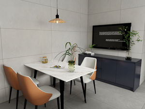 Ensemble de buffet et de chaises de salle à manger moderne gris foncé élégant, autoportant et durable avec table en marbre pour un usage en appartement - Product Image 2