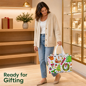 Festive Christmas <b>Gift</b> <b>Bags</b> Holiday Shopping Tote Leopard Print Reusable Present Packaging Non-Woven Fabric <b>Extra</b> <b>Large</b> Handles - Product Image 1