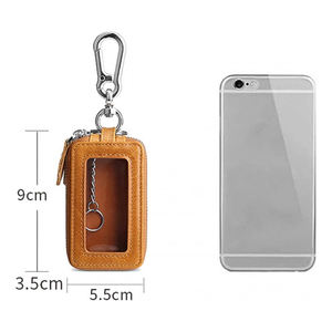 Porte-clés classique en cuir de poche, élégant, fin, avec pochette à monnaie, organisateur de haute qualité, cadeaux pour hommes - Product Image 3