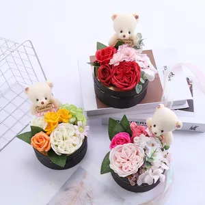Popular Bear Gift Box Valentine's Day Mother's Day Gift Soap Artificial Flower Home Decor