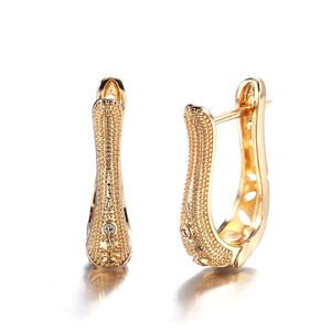 Orecchini Pendenti a U Vintage con Zirconi per Donne, Eleganti Gioielli Dorati alla Moda - Product Image 1
