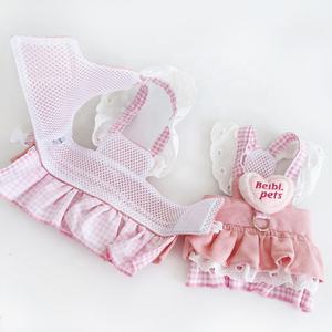 Arnés de mascota sólido superbonito para perros pequeños, vaqueros de encaje decorados con corazón 3D para niñas, sus amigos de cuatro patas, Primavera Verano - Product Image 5