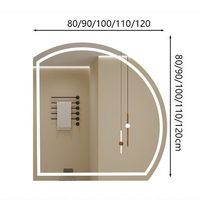 Miroir de salle de bain intelligent semi-circulaire en verre demi-lune mural personnalisé pour chambre à coucher avec rétroéclairage LED