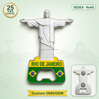Décapsuleur en métal écologique personnalisé d'usine, Brésil Rio de Janeiro Christ Réédificateur, avec design drapeau souvenir et aimant souvenir de la foi
