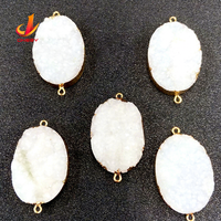 Collier en cristal naturel pour couple, ensemble de pierres personnalisées, cristal blanc ovale, collier doré