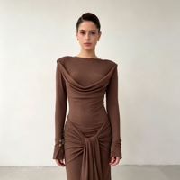 Robe Longue Décontractée et Élégante pour Femme, Couleur Unie, Coupe Ample, Nouvelle Collection Printemps-Été 2026 Europe-Amérique
