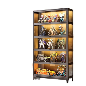 خزانة عرض أكريليك قابلة للقفل مقاومة للأتربة رف تخزين بانورامية للتماثيل والحلي وعرض خزانة كتب معدنية - Product Image 4