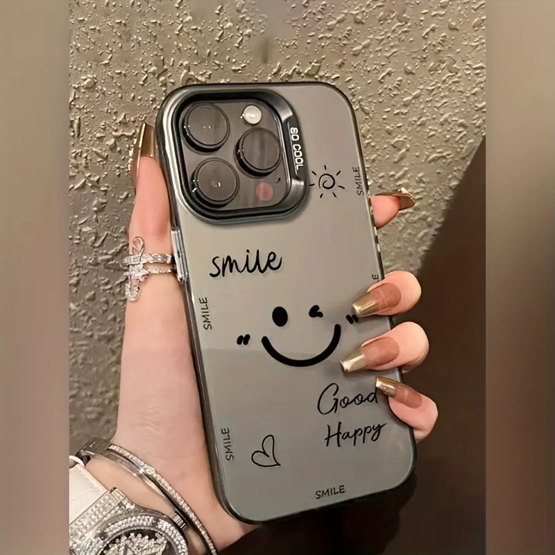 หน้ายิ้ม,อารมณ์ดี,ป้องกันการหล่นและการออกแบบรูขนาดใหญ่เหมาะสําหรับเคสโทรศัพท์ iPhone 15 Pro Max