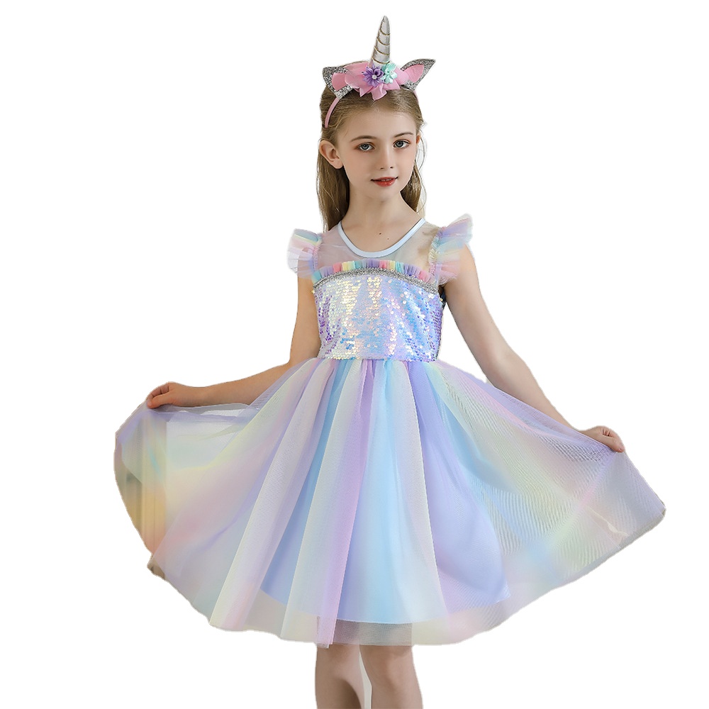 High Quality Girls Unicorn Costume Fairy Princess Dress For Kids Birthday Party Costume