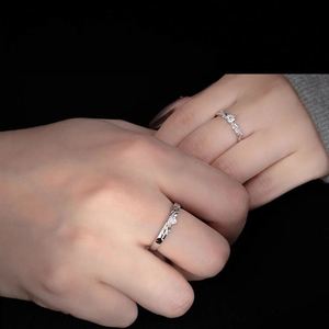 Anillos De Pareja Silver Plated Zircon Angle Wings <b>Couple</b> <b>Rings</b> for Men Women Adjustable Open Wedding Engagement Lover Jewelry - Product Image 4