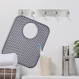 Tapis de protection d'évier en silicone, accessoire de cuisine pour drain arrière, pliable, antidérapant, résistant à la chaleur, grille pour le fond avec trous de drainage - Product Image 2