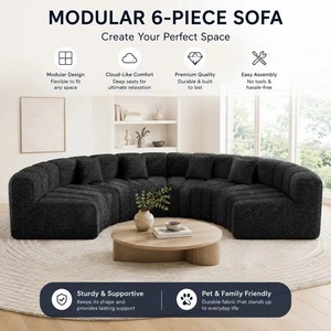 <b>Pet</b> Friendly Modular 6-Piece Cloud Couch U-Shaped Sectional for Family Living Room - Product Image 3