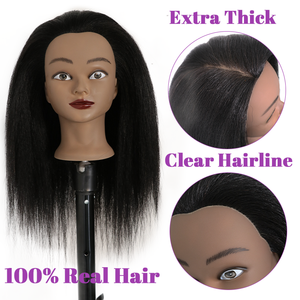 Vente en gros de haute qualité 100% vrais cheveux professionnel Afro tête de mannequin cheveux humains tête de formation de coiffure pour la vente en magasin - Product Image 6