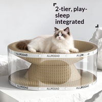 Lit-griffoir tunnel transparent pour chat, double couche, résistant à l'usure, anti-déchirures, tout-en-un, anti-rayures, en carton ondulé