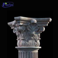 Colonne de tête de pilier en granit sculptée à la main traditionnelle Norton, en pierre solide polie, de luxe, blanche, 1 pièce, fabriquée sur mesure