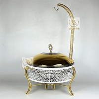Nouveau design blanc et or, chauffe-plat en acier inoxydable 8L avec cadre perforé pour buffet d'hôtel, mariage, restauration