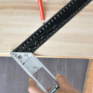 45/90 Grad Dreieck Quadrat Lineal 30cm Aluminium legierung rechtwinkliges Lineal Holz bearbeitung Versuchen Sie Quadrat für mehrere Zwecke Tischler - Product Image 5
