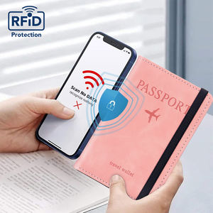 مجموعة هدايا سفر ترويجية للشركات، غطاء جواز سفر من جلد البولي يوريثين وحامل وبطاقة أمتعة باللون الوردي - Product Image 6