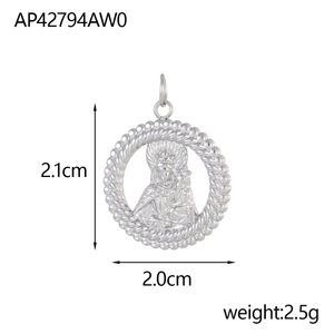 D651 Manna Religious Stainless Steel Charms Cross Goddess Virgin <strong>Mary</strong> Portrait Pendants for Children's Jewelry Making - Product Image 6