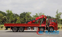 Camion lourd Shacman 28T avec grue à flèche articulée, grue hydraulique, camion tracteur