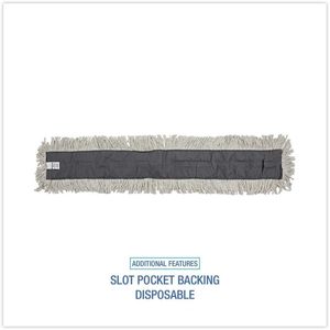 Tête de balai Boardwalk 1648 pour dépoussiérage, 48 x 5, en coton blanc/fibres synthétiques, enveloppement manuel, panier en plastique avec clip pour usage domestique - Product Image 5