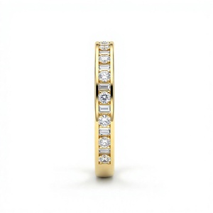 Alternating Round Baguette Diamond <b>Ring</b> Channel Set Eternity Wedding Band 18K 14K Gold Plated <b>Stacking</b> <b>Ring</b> Women Fine Jewelry - Product Image 1