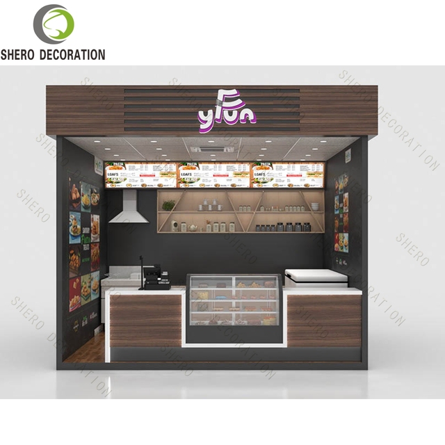 Food Display Counter for Sale Coffee Kiosk Design Retail Bread Display Cabinet Showcase for Shopping Mall
