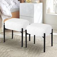 Tabouret de vanité en fausse fourrure Chaise Tabourets de maquillage pouf doux Repose-pieds multifonctionnel rembourré en fourrure