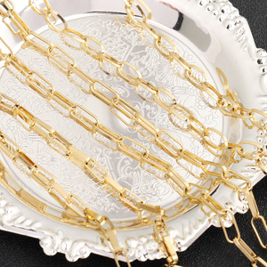 Cadena ovalada de acero inoxidable chapada en oro de 18k para la fabricación de collares, accesorios de joyería H1739 - Product Image 2