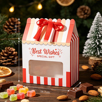 Boîte cadeau de Noël en forme de maison avec fenêtre, boîte à bonbons en papier pour emballage de fêtes, vente en gros pour distributeurs