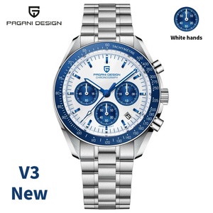 Montres PAGANI DESIGN Silver Gold Moon 2025, nouvelle montre à quartz de luxe pour homme, chronographe avec date automatique, verre saphir AR, montre-bracelet pour homme - Product Image 1