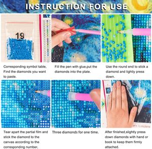 Kits de peinture au diamant 5D DIY au Royaume-Uni, peintures brodées sur tissu peintes à la main pour la décoration murale de la maison, broderie au diamant 5D - Product Image 6