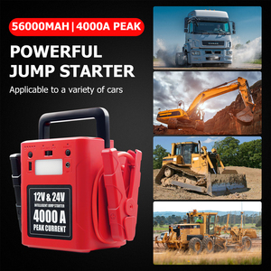 Démarreur de secours 56000mAh 12V 24V 4000A de crête pour camions lourds, bus, tracteurs, avec batterie externe USB, lumière LED et <span class=keywords><strong>chargeur</strong></span> de voiture - Product Image 5