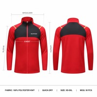 Veste d'entraînement à fermeture éclair intégrale avec empiècements contrastants, manches raglan, en polyester tricoté, uniforme d'équipe de football, vêtements de sport unisexes, personnalisable en usine