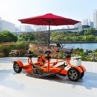 Vélos de fête personnalisés à une vitesse pour les excursions touristiques, 4 roues, bar mobile à pédale, chariot de vente de bière